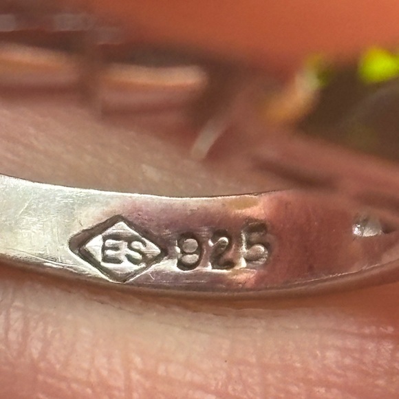 Men’s Sz 7-Vintage Ring Sterling Silver 925 Green Stone - Picture 2 of 7